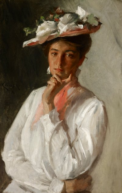 Vrouw in het Wit door William Merritt Chase